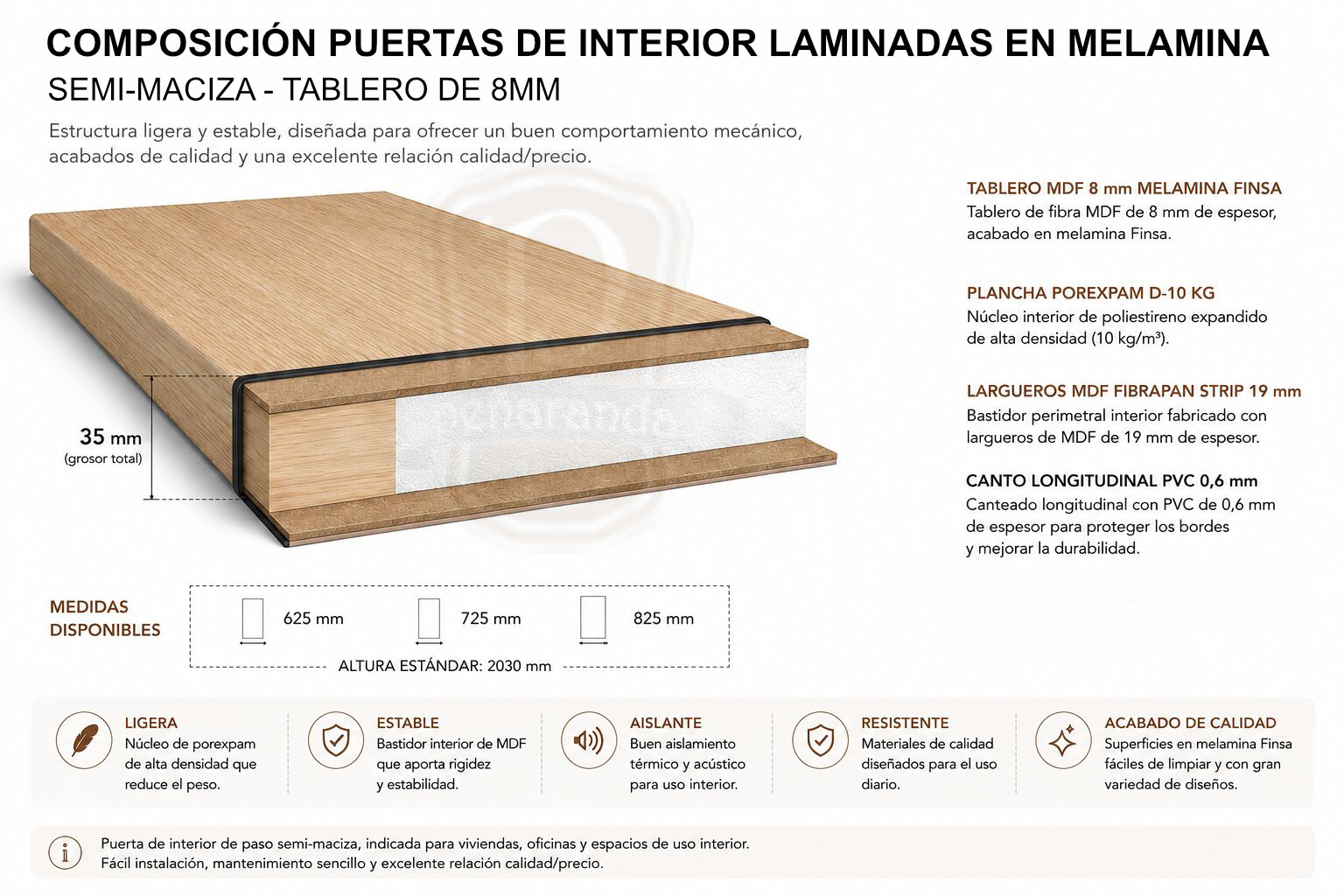 composición puerta interiores de melamina laminadas