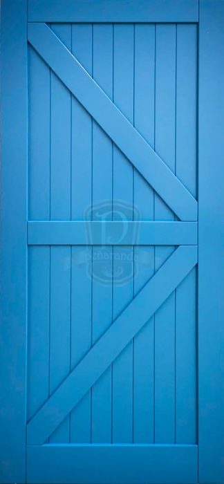 puerta estilo granero azul
